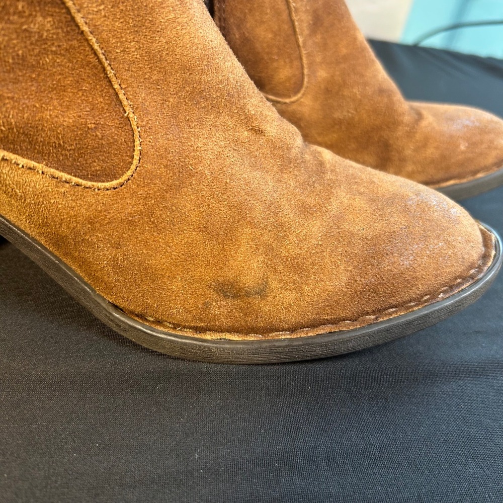 Born Brown Suede Over The Knee Riding Boots Lace Up Back Size 6.5M - Picture 5 of 13